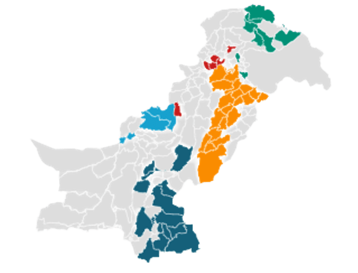 Geographic focus map of Pakistan